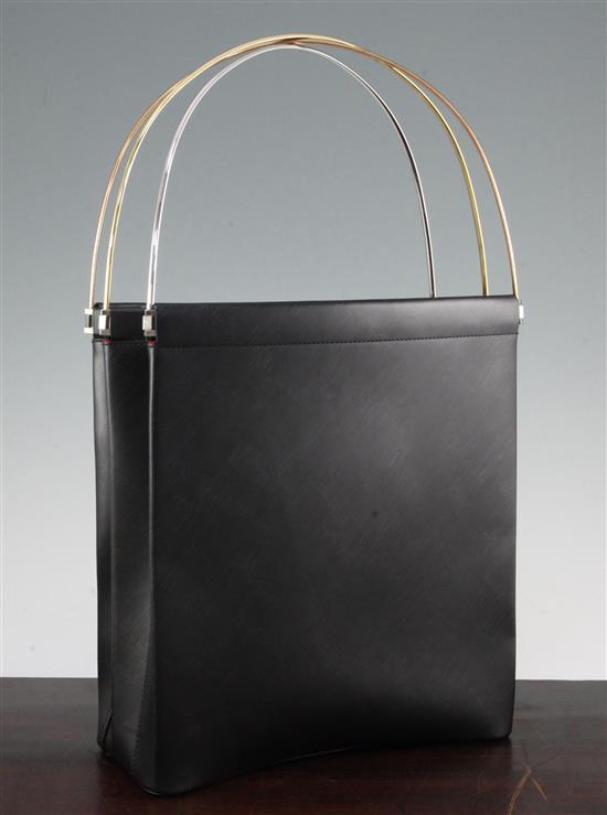 A Cartier black leather Trinity handbag, 17.25in.